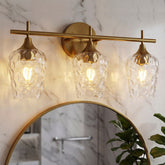 3-Light Bathroom Vanity Light, Modern Wall Sconce with Water Ripple Clear Glass Shades 3
