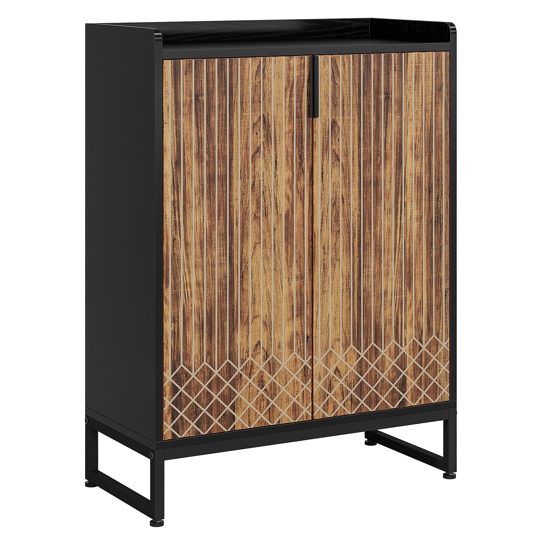 5-Tier Shoe Cabinet with Doors, Freestanding Wood Shoe Organizer for Entryway