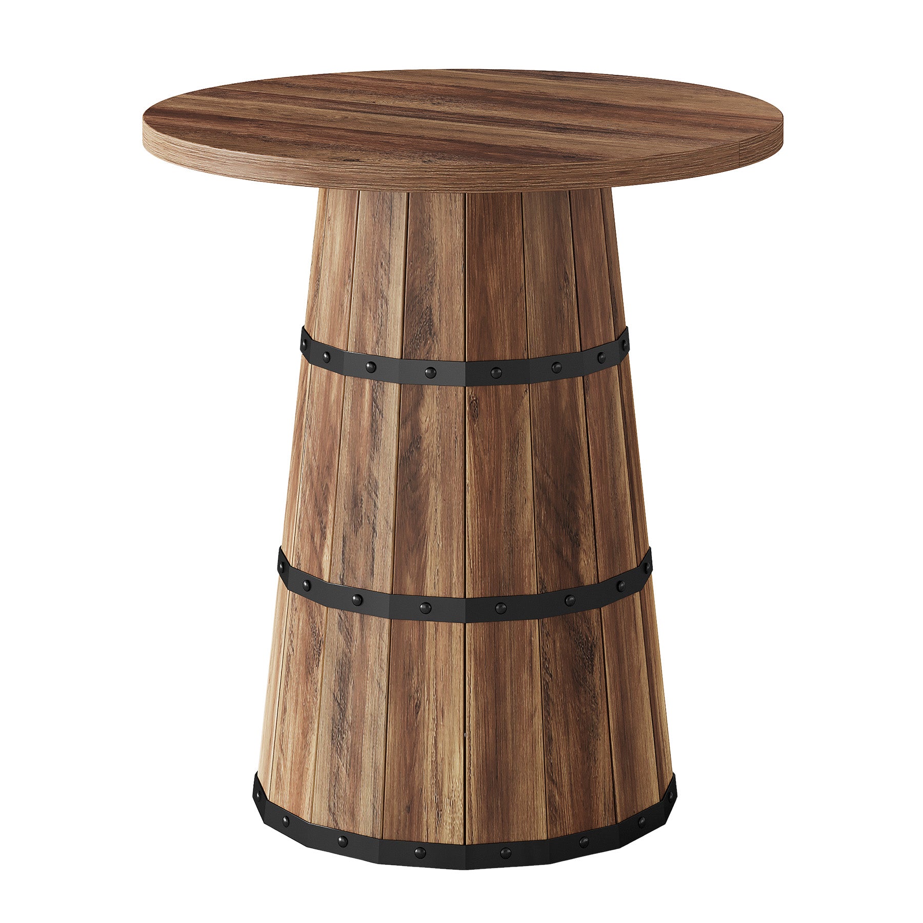31.5" Round Bar Table, Farmhouse Pub Height Table with Barrel Base for Home Bar, Kitchen