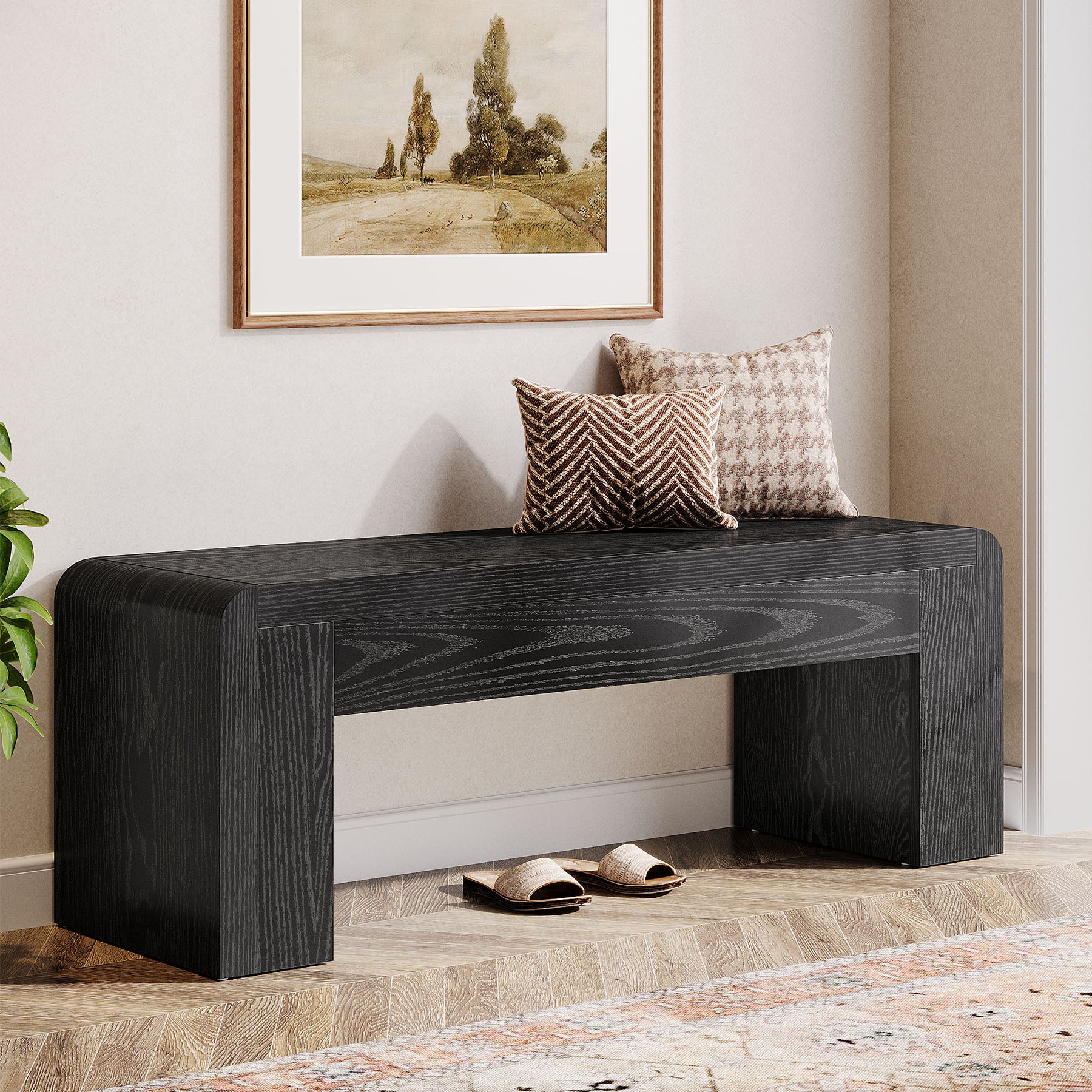 47" Entryway Bench, Large Shoe Bench with Heavy-Duty Legs
