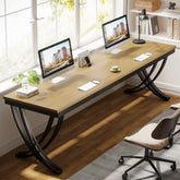 78.74" Two Person Desk Industrial Double Computer Desk with Metal Frame 3
