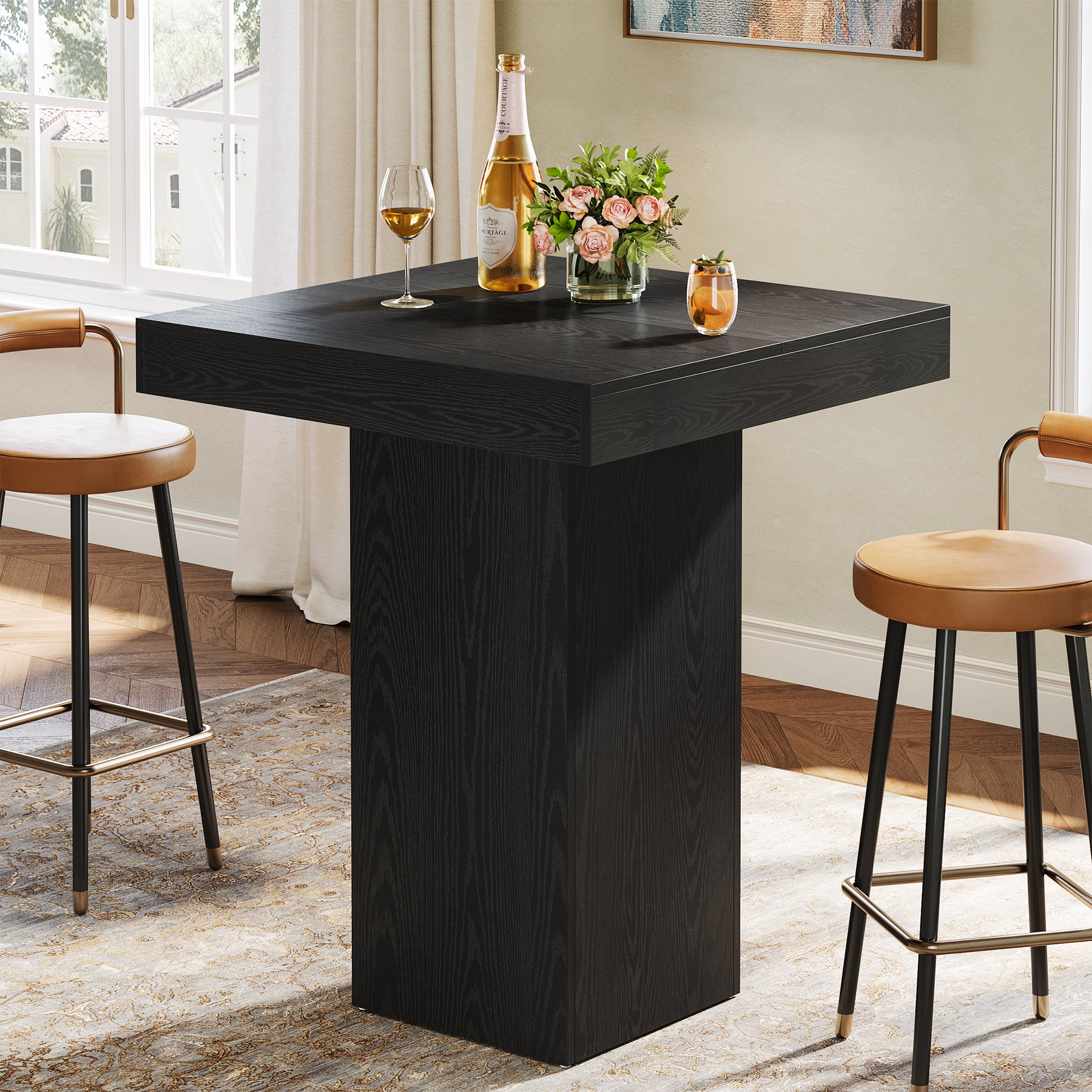 31.5" Bar Table, Square Kitchen Dining Table Counter Height Pub Table