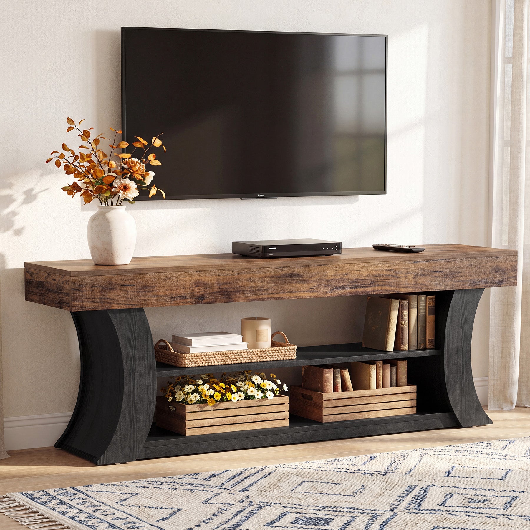 70.9" TV Stand for TVs up to 75", Entertainment Center Media Console with 3 Shelves