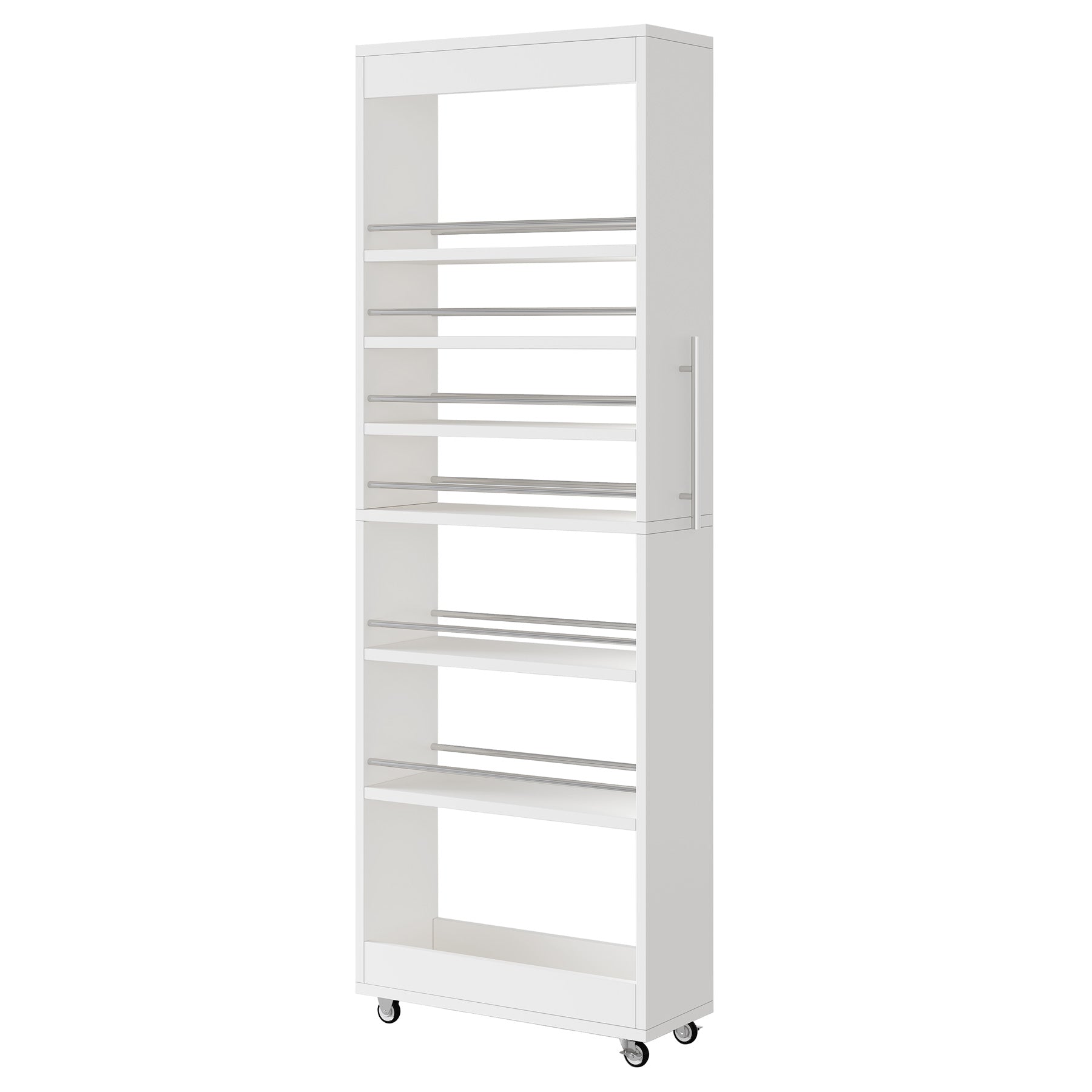 73" Slim Storage Cart on Wheels, 7-Tier Narrow Pantry Rack Cabinet Organizer