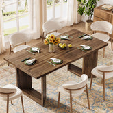 63" Solid Wood Dining Table, Rectangle Kitchen Table with U-Shaped Frames for 4-6 3