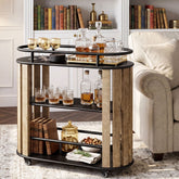 Tribesigns 35.43-Inch 3-Tier Bar Cart with Wheels and Metal Frame, Industrial Rolling Serving Cart for Kitchen 3