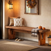 63“ Long Entryway Bench, Solid Wood End of Bed Indoor Seating 3