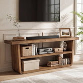 63" Solid Wood TV Stand, 3-Tier Entertainment Center with Storage for 75" TVs 3