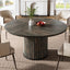 47" Round Dining Table, Wood Kitchen Table With Sturdy Fluted Metal Base