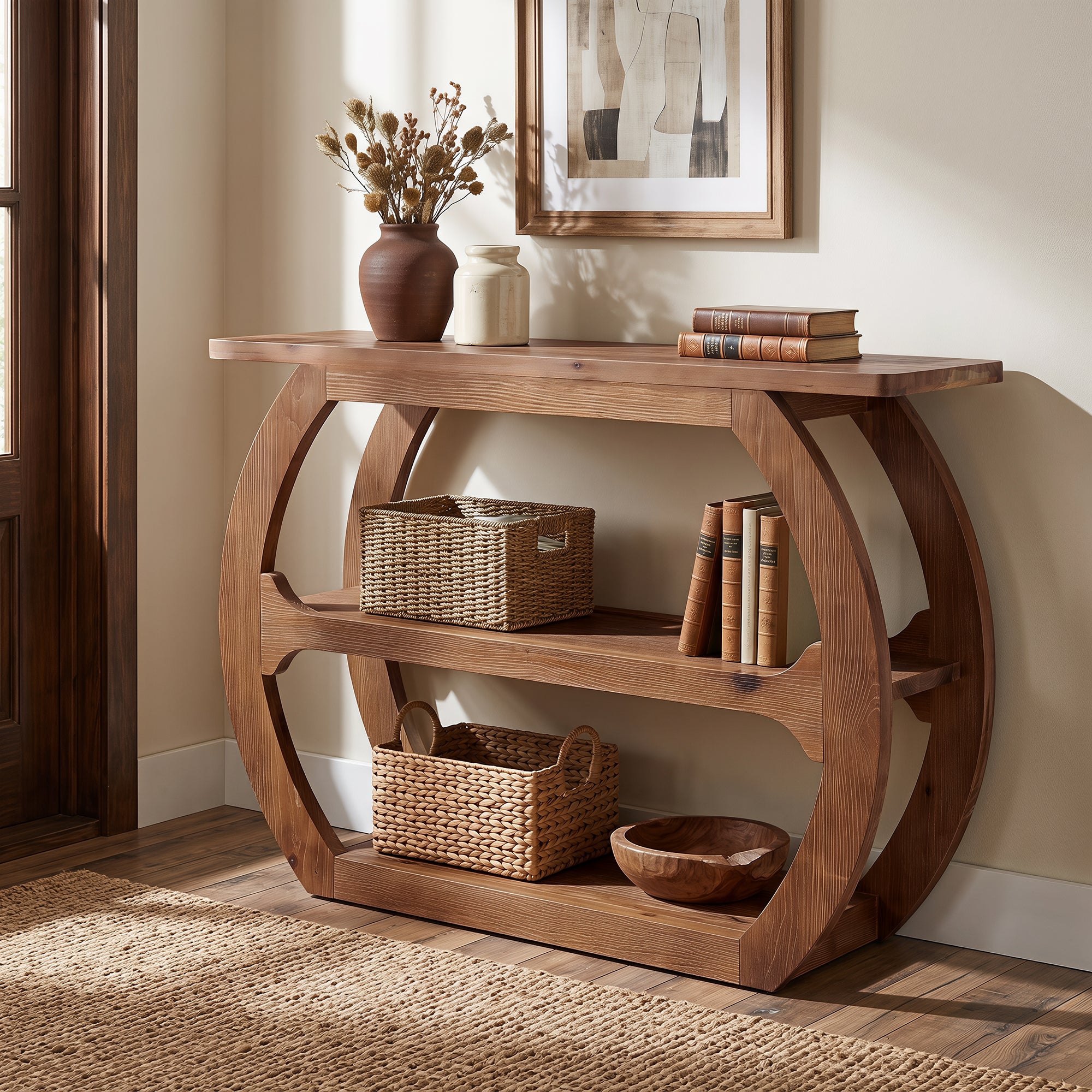 41" 2-Tier Solid Wood Console Table, Small Entryway Sofa Table, Farmhouse  Living Room