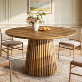 Round Dining Table, 47.24" Kitchen Table with Fluted Design for 4-6 3