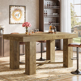 55 Inch Farmhouse Bar Table Counter Height, Rectangular Wooden Pub Table 3