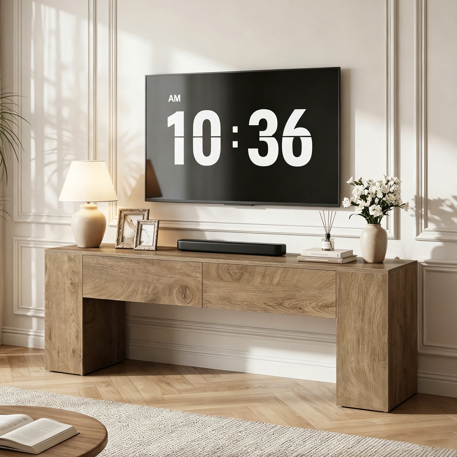 63" Modern TV Stand with Drawers, Entertainment Center for TVs up to 70 Inch