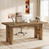 63" Solid Wood Executive Desk, Farmhouse Office Computer Desk with Large Work Surface 3