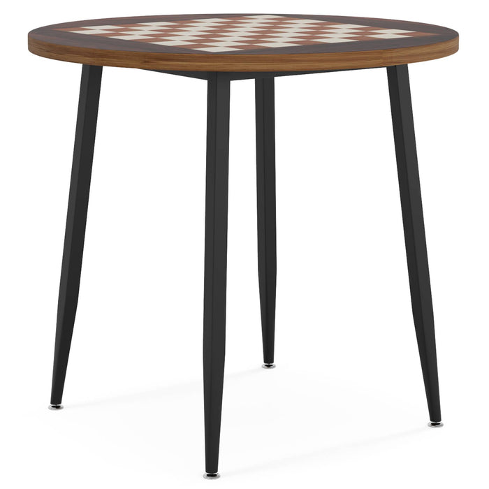 End Table, 31.5" Wood Round Chess and Cards Table Tribesigns