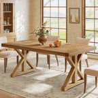 63" Solid Wood Dining Table, Rectangular Kitchen Table for 4-6