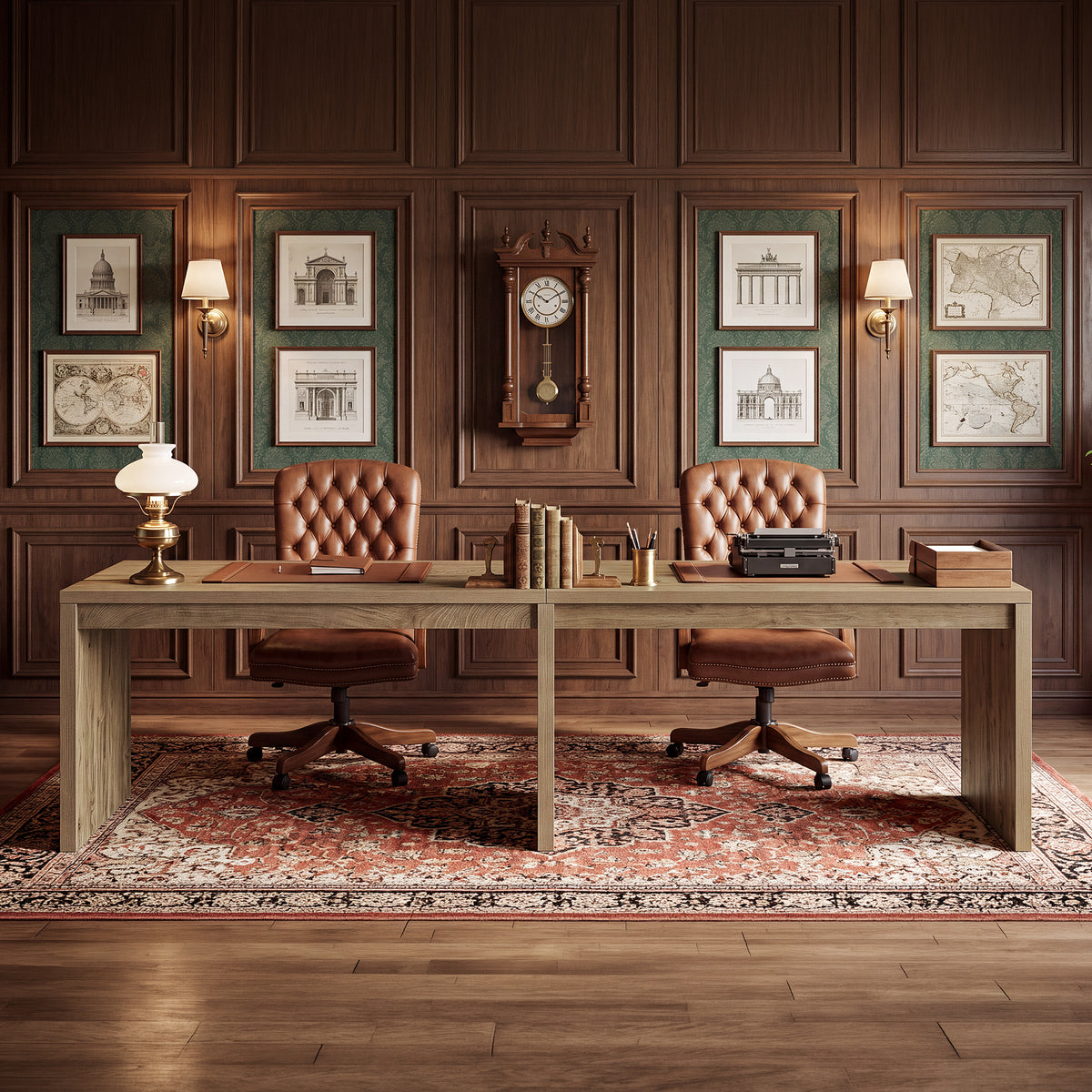 78.7" Two-Person Computer Desk, Extra-Long Double Writing Table for Home Office