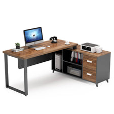 Tribesigns 55 Inch L-Shaped Computer Executive Desk with 47 inch File ...