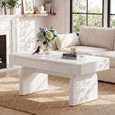 47.24 Inch White Coffee Table with 2 Drawers and Storage, Modern Rectangular Center Table for Living Room 3
