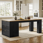 78.7" Extra Long Kitchen Island with 3 Drawers, Modern Prep Table, Large Leg Room 3
