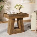 24" End Table, 2-Tier Narrow Side Table with Trapezoid Base