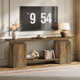 63" Farmhouse TV Stand for up to 65" TVs, Rustic Wood Media Console with Open Shelf, Heavy-Duty Entertainment Center 3