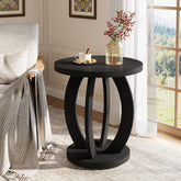 Round End Table, Accent Side Table with Storage for Small Space 3