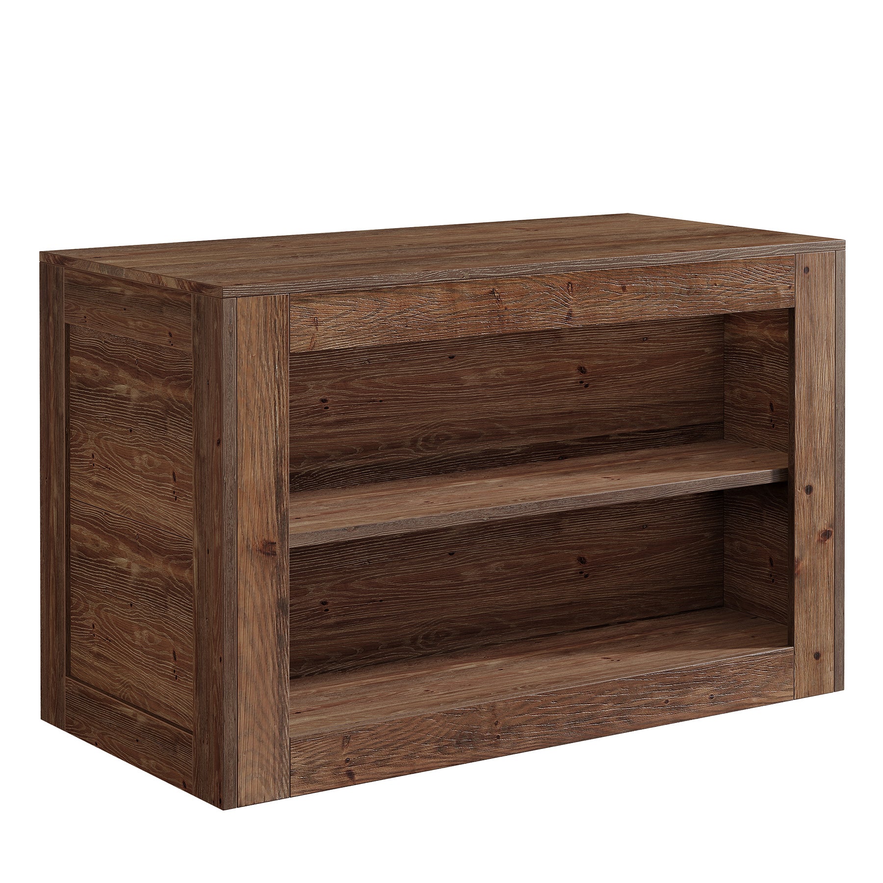 55" Solid Wood Home Bar Table, Farmhouse Counter Height Pub Table with 2-Tier Storage