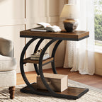 23.6" End Table, 3-Tier Couch C-Shaped Side Table with Storage