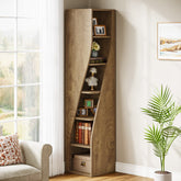 6-Tier Corner Bookcase, 70.8" Narrow Freestanding Bookshelf with Storage Shelves 3