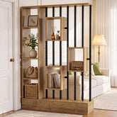 71" Room Divider with Shelves & Coat Hooks, Freestanding Wall Partition, Bedroom Living Room 3