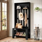 70.8" Freestanding Hall Tree with Shoe Bench and Hooks