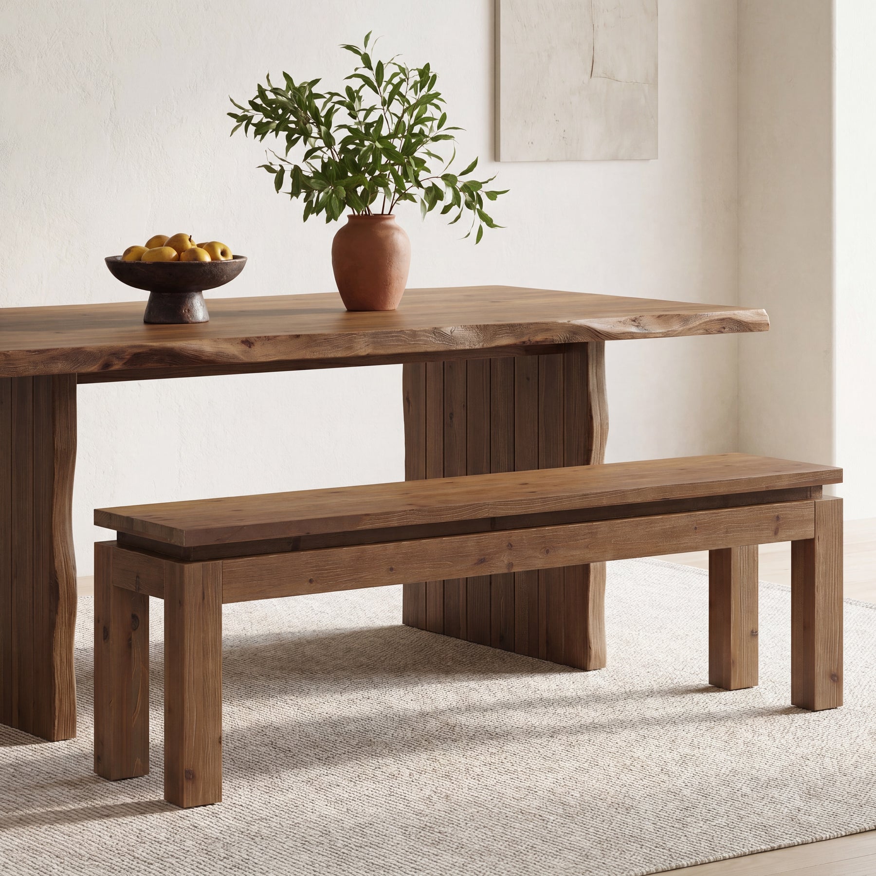 59" Solid Wood Dining Bench, Indoor Bench Seating for Dining Room, Entrance