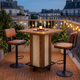 31.5" Square Bar Table, Rattan Bar Table with Footrest 3