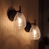 Tribesigns Wall Sconce with Black Crackle Glass, Indoor Wall Light Set of 2 3