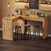 63" x 47" L-Shaped Solid Wood Bar Table, Counter Height with 2.4" Thick Panel Legs 3