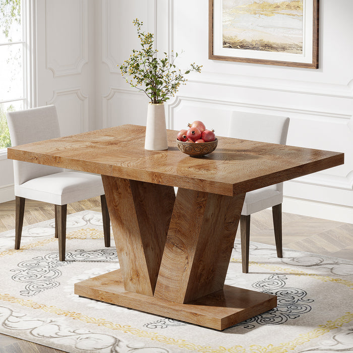 47" Dining Table, Farmhouse Wooden Kitchen Dinner Table with Duty Pedestal