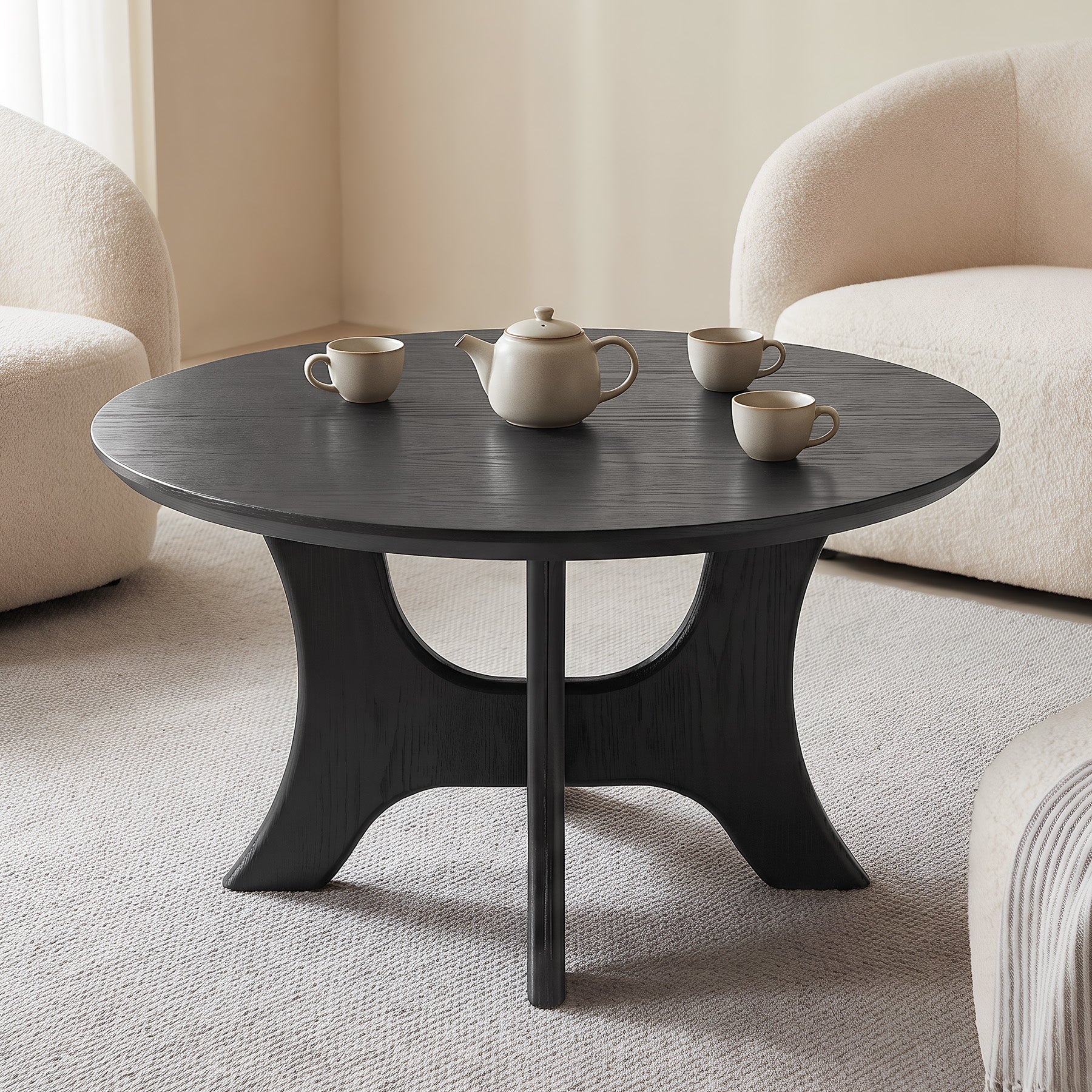 31" Round Coffee Table, Modern Design Center Table for Living Room