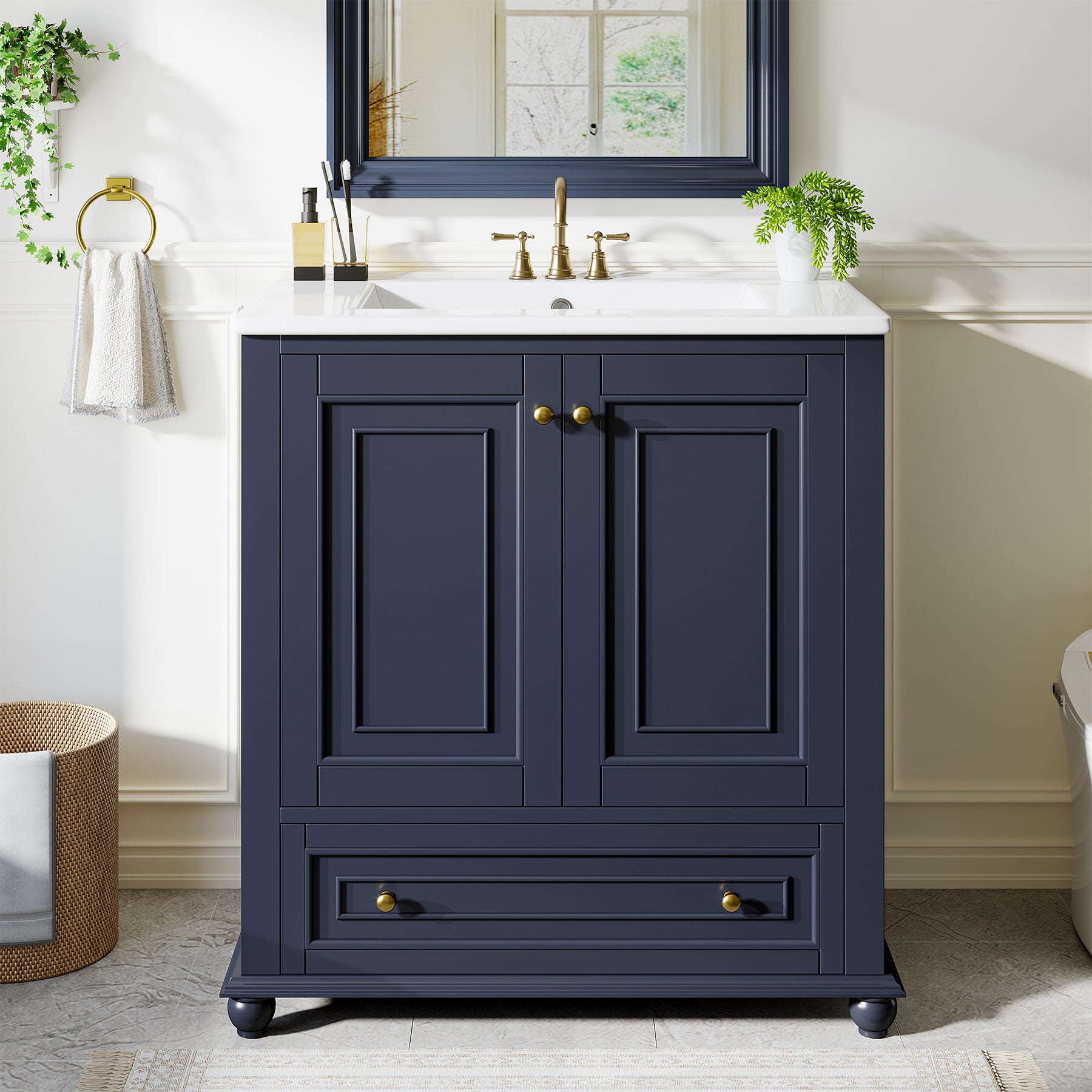 23.6" Bathroom Vanity, Freestanding Bathroom Storage Vanity Cabinet with 2 Doors