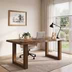 63" Solid Wood Computer Desk, Rectangular Executive Desk Home Office Desk