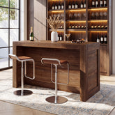 55" Solid Wood Home Bar Table, Farmhouse Counter Height Pub Table with 2-Tier Storage 3