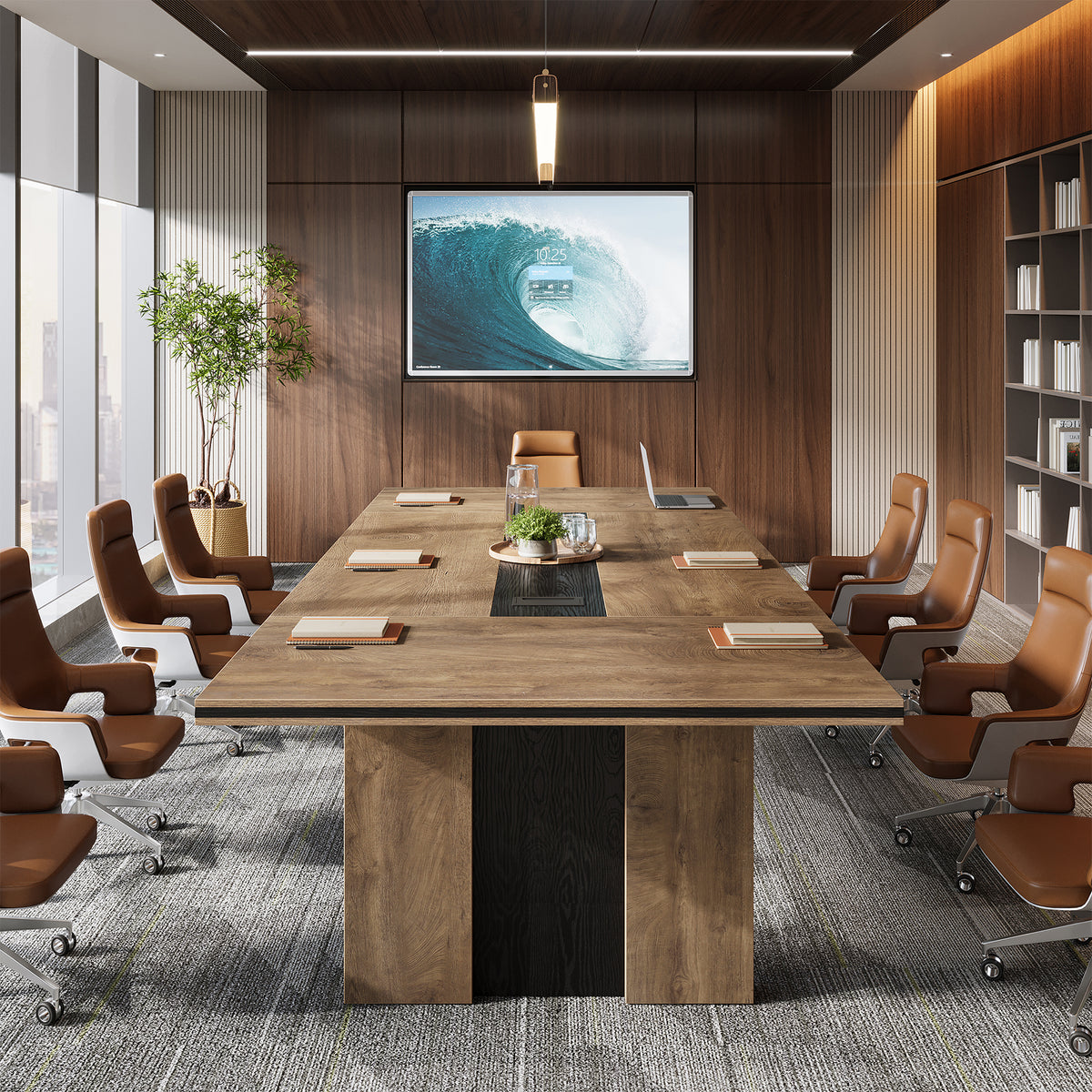 94" Conference Table for 8-10, Office Meeting Table with Rectangular Cable Grommet