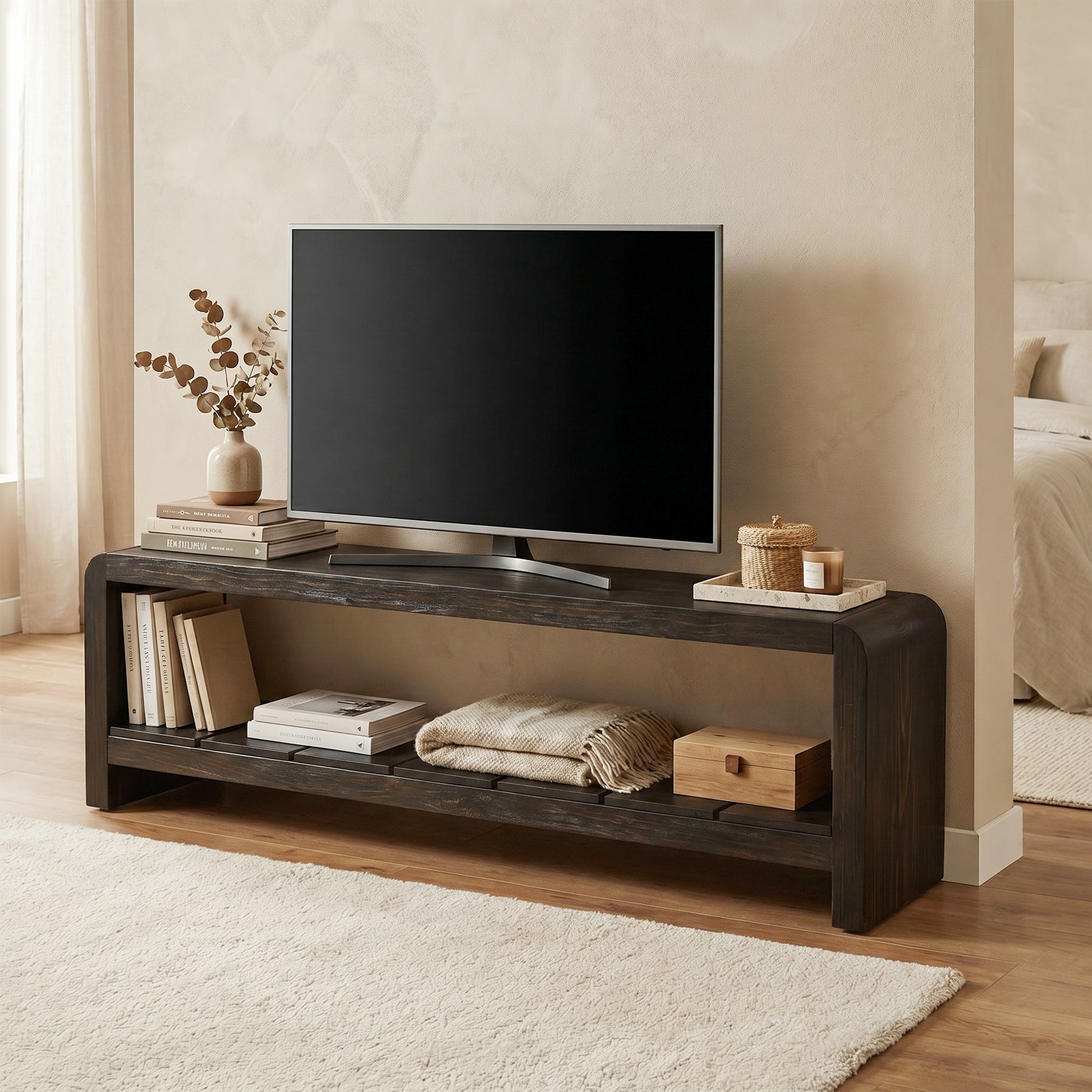 Solid Wood Tv Stand, Rustic Entertainment Center Media Console for Tv Up to 65"