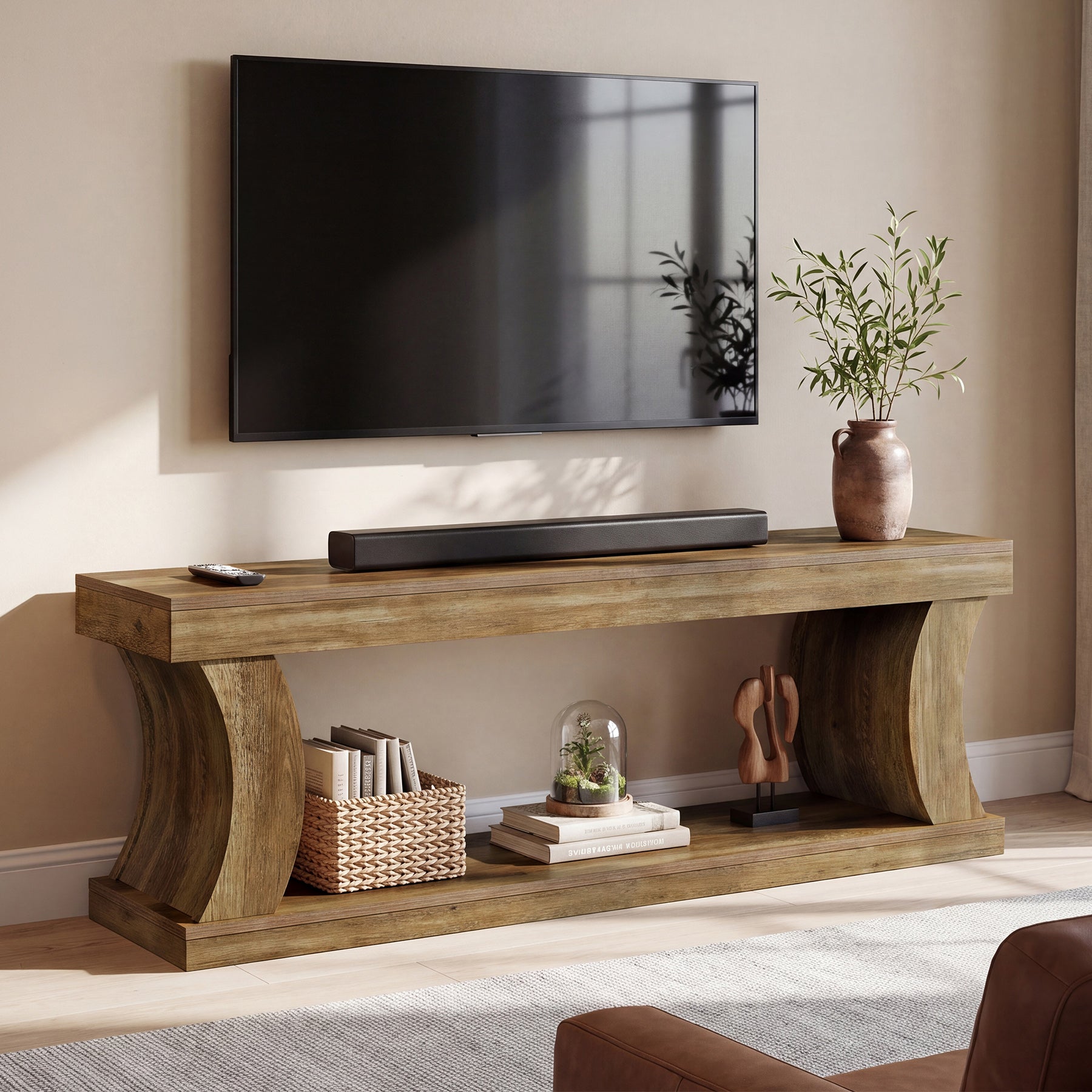 63" TV Stand for 75" TV, 2-Tier Entertainment Center with Storage, Media Console
