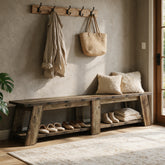 71" Entryway Bench, 2-Tier Shoe Bench with Trapezoid-Style Legs for Hallway 3