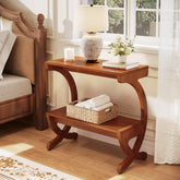 Solid Wood Nightstand, 23.62" Bedside Table with 2-Tier Storage Shelf 3