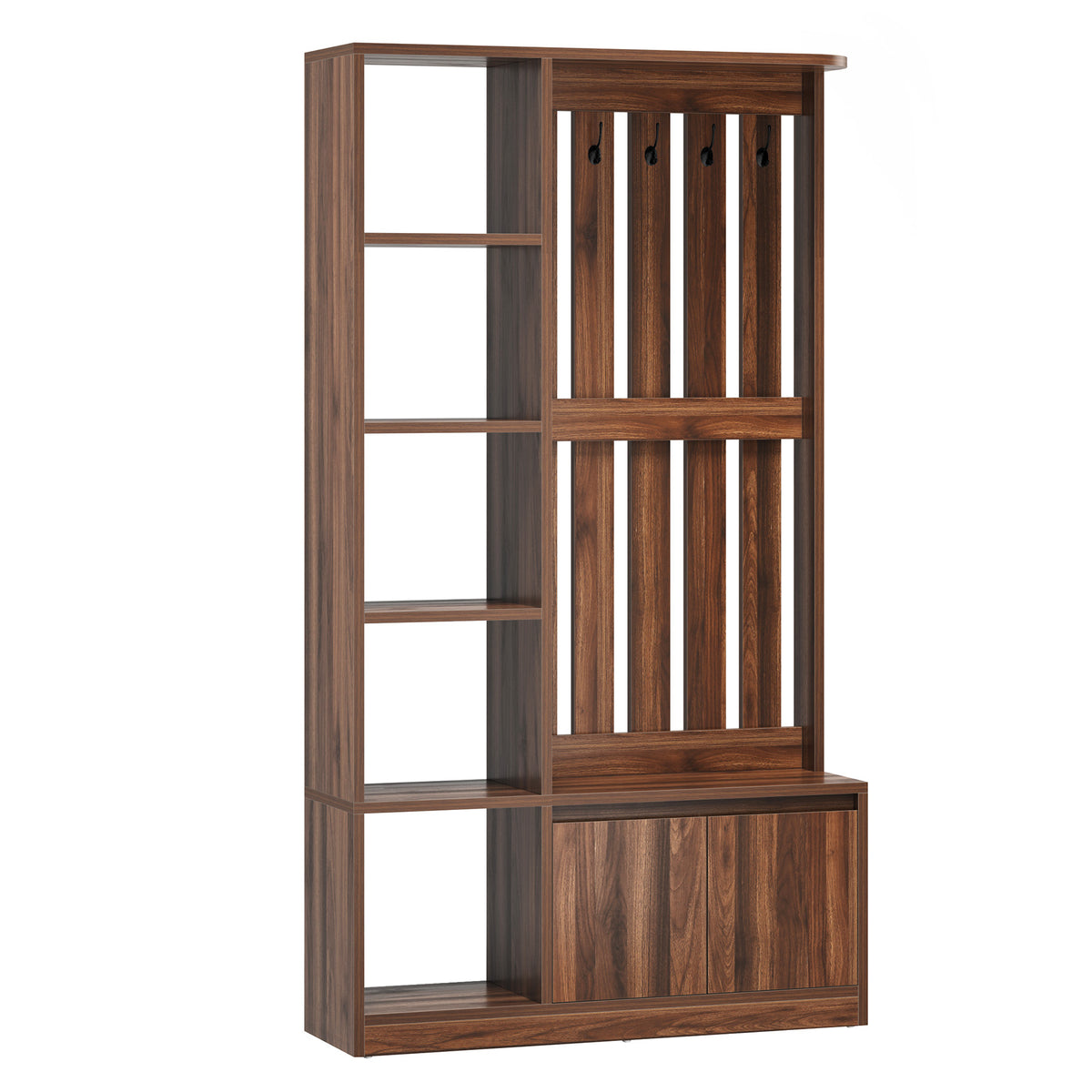 Tribesigns Room Divider with Coat Rack, Shoe Cabinet & Bench, Entryway Organizer with Storage Shelves and Hooks