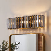 3-Light 19.7" Bathroom Vanity Light, Gold Wall Sconce with Smoky Crystal 3