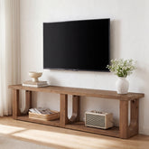 70.9" Solid Wood TV Stand for Up to 80" TVs, 2-Tier Entertainment Center for Living Room 3