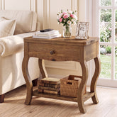 Rustic Solid Wood End Table with Drawer, 24"W Tall Side Table, Living Room 3